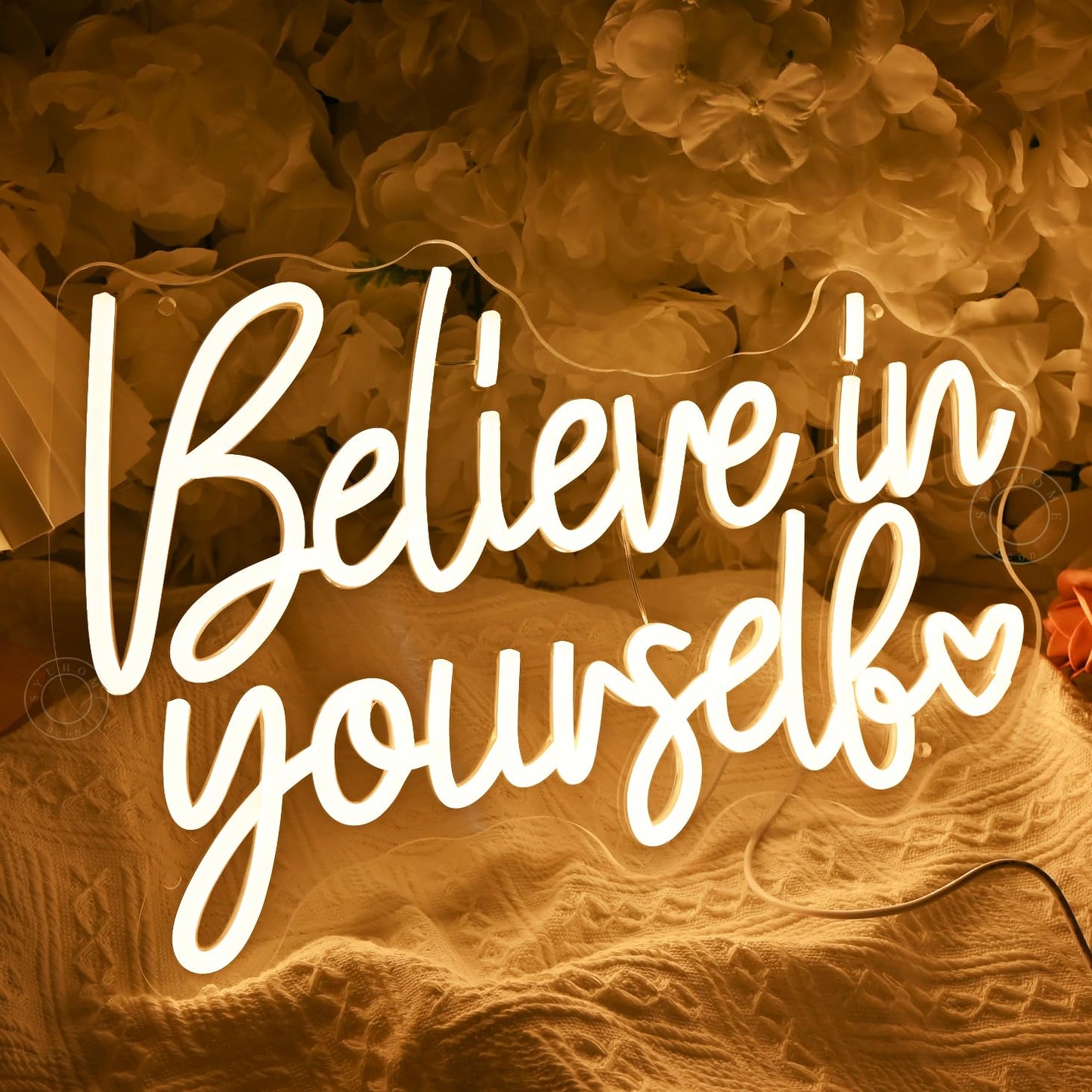 SYLHOME Led Neon Light Sign Believe In Yourself Bedroom Classroom Inspirational Wall Sign Decor Positive Birthday Party USB 15.75" X 10.12"