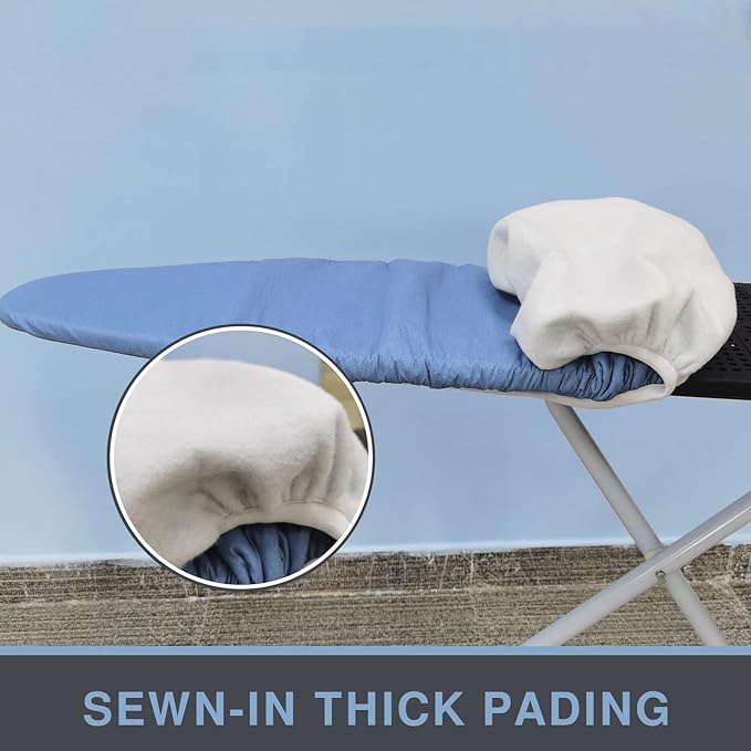 Ironing Board Cover and Pad 18x54, Thick Padding, Elastic Edge, Silicone Coated