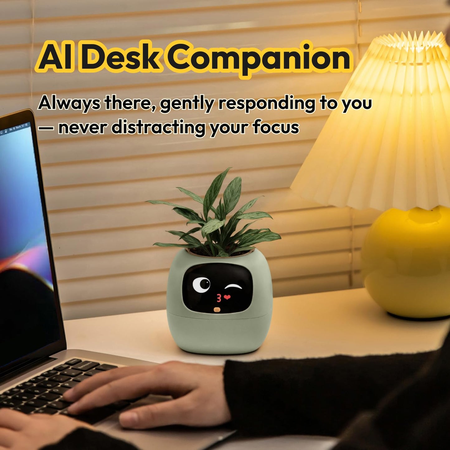 PLANTSIO Ivy Interactive AI Desk Companion, Smart Plant Pet with 100+ Expressions, Cute Indoor Planter for Office Decor, Unique Gift for Plant Lovers & Coworkers(Mint)