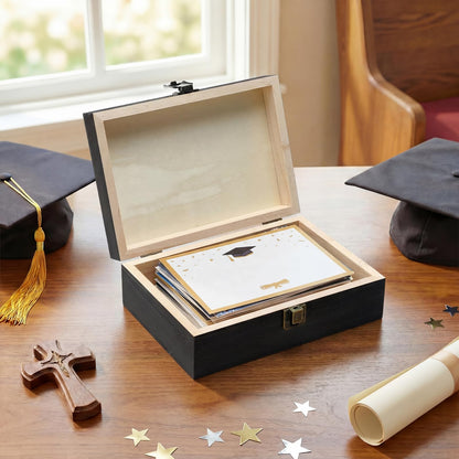 Seeloowy Graduation Memory Keepsake Box with Photo Custom 2026 Large Grad Card Box with Customized Picture Gift for Him Her for Graduate Grad High School Party(Black,Religious)