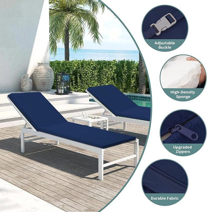 Outdoor Chaise Lounge Cushions for Patio, Lounge Chair Cushions, Waterproof