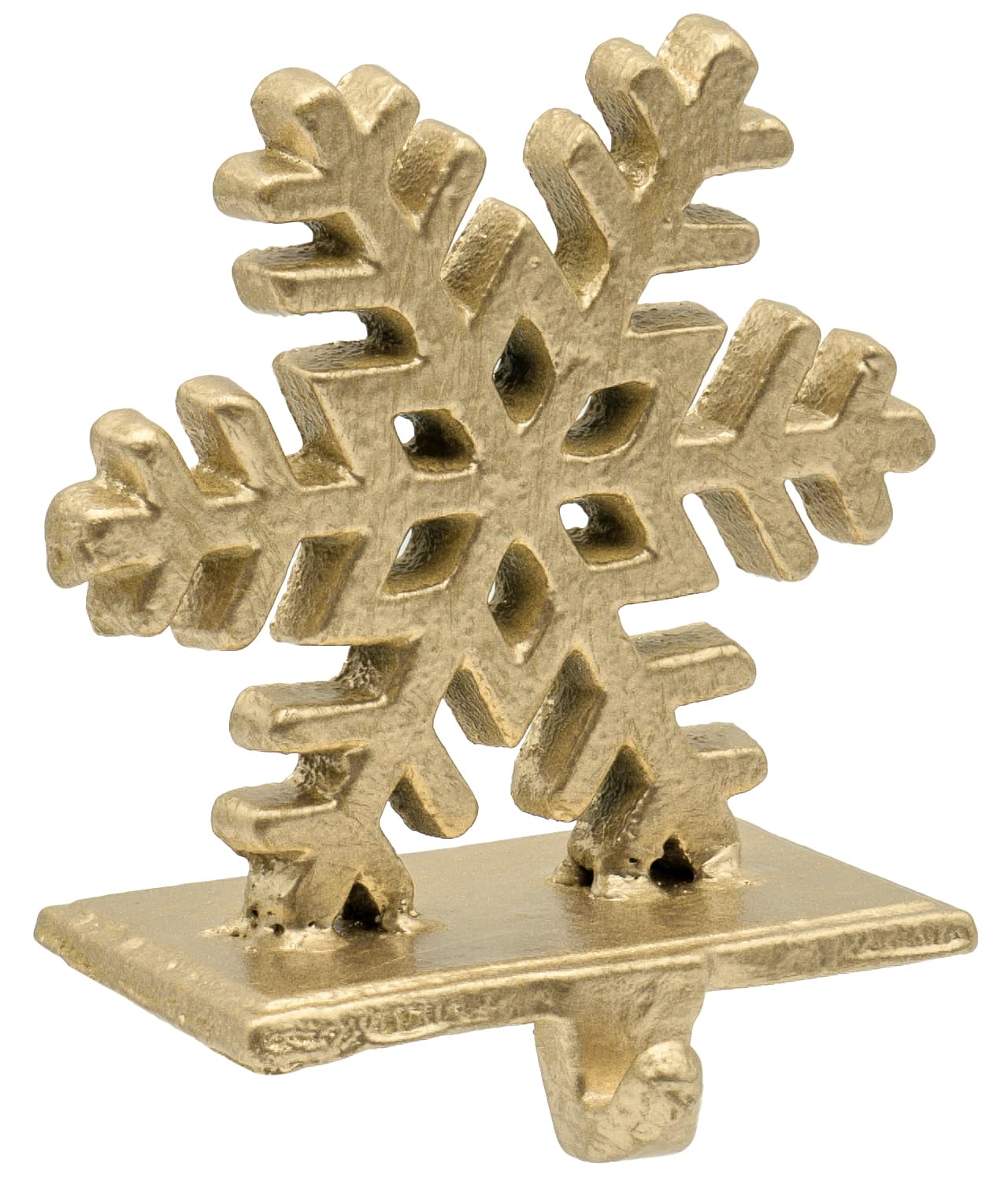 Red Co. 5" Decorative Cast Iron Stocking Holder with Hook in Old Gold Finish – Snowflake