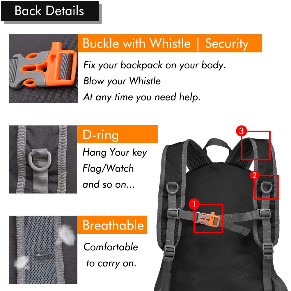 MAXTOP 30L Ultra Lightweight Packable Backpack Foldable Rucksack Water Resistent For Men Women Kids Outdoor Camping Hiking Travel Daypack Handy Durable Gifts For Men Women