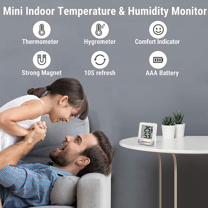 ThermoPro TP49W-3 Digital Mini Thermo-Hygrometer Thermometer Indoor Room Thermometer 3 Temperature and Humidity Meter with Smiley Indicator