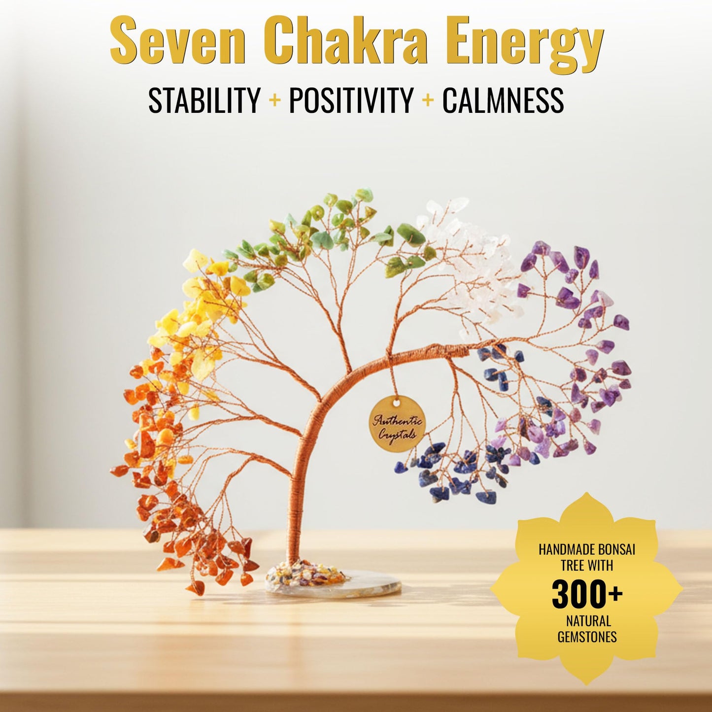 ANAYA AGATE 7 Chakra Crystal Tree of Life – Handmade Healing Crystals and Stones, 300+ Gemstone Bonsai Tree, Feng Shui Money Tree for Positive Energy, Good Luck, Birthday Gifts for Women, Mom, Sister
