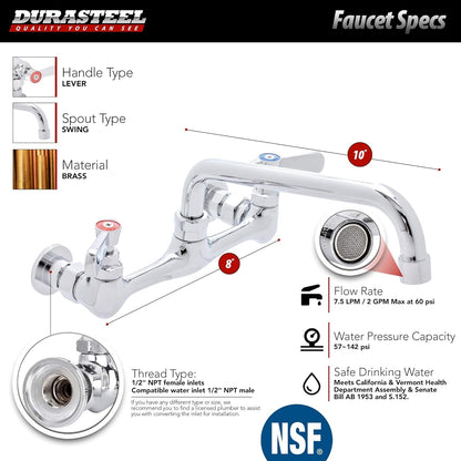 DuraSteel Commercial Stainless Steel Utility Sink - NSF 18 x 18 x 12 Bowl with Right Drainboard & Faucet - Freestanding Outdoor Kitchen Sinks, Outdoor Sinks, Laundry Sink, Garage Shop, Utility Tub