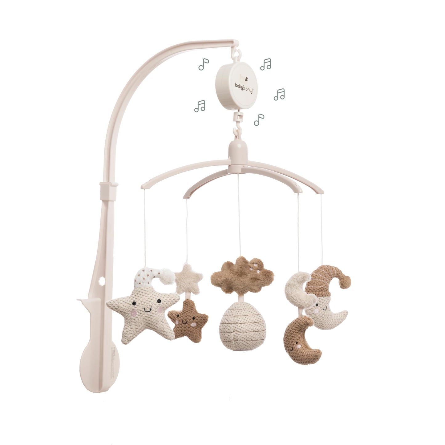 Baby's Only - Musical Mobile Baby Heaven - with Knitted Figures - Baby Music Box with Music - Easy to Attach - Mobile Baby with Music - for Boys and Girls - Clay/Warm Linen