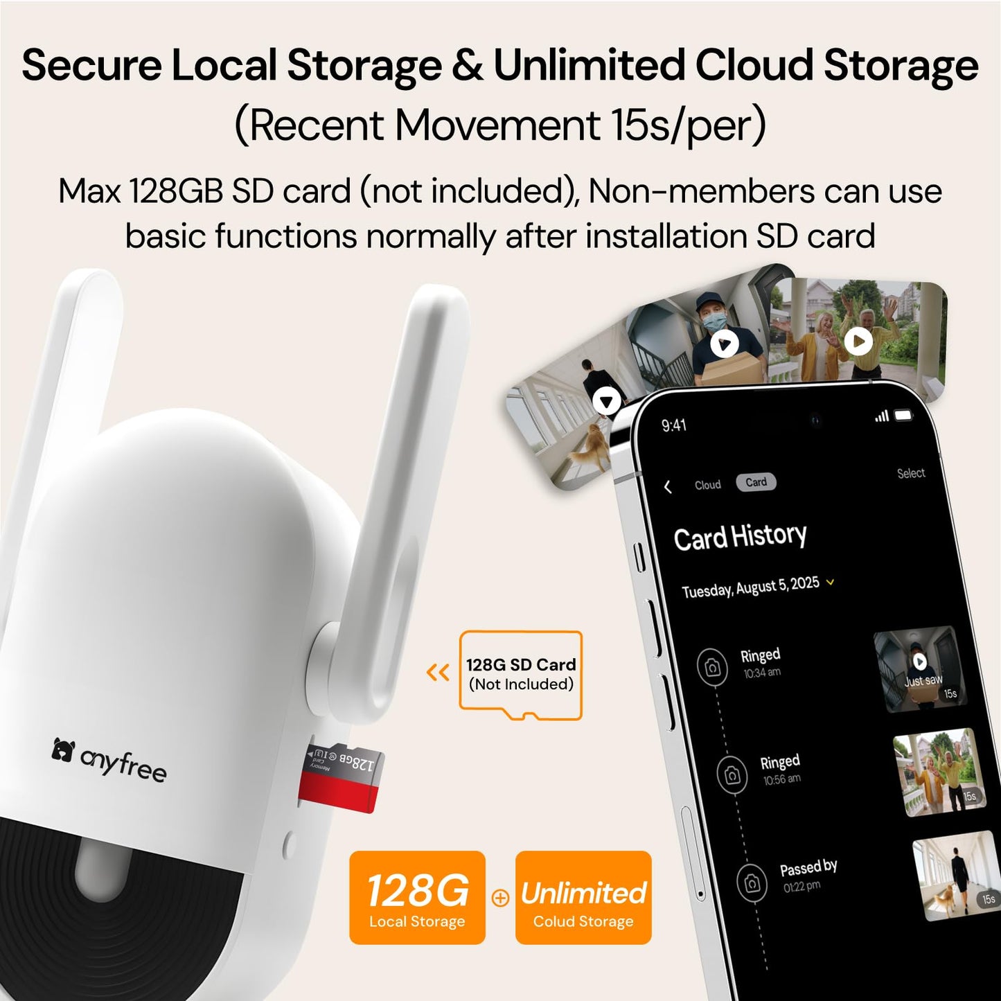 Doorbell Camera Wireless Video Doorbell with Chime, AI Motion Detection Doorbells with 2.4/ 5Ghz WiFi,Solar Assist Battery, HDR Night Vision,Long Distance 2-Way Talk, Local/AWS Cloud Storage