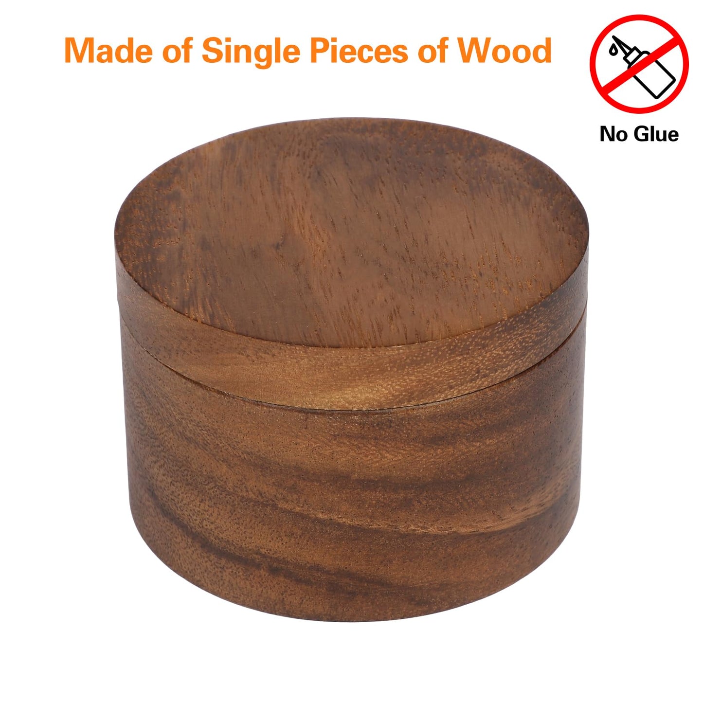 ZOVANO Acacia Wood Salt Cellar Bowl Box, Elegant Salt Container with Swivel Magnetic Lid for Keeping Table Salt, Bath Salt, Sea Salt, Peppers, Herbs or seasonings, One piece Wood No Glue