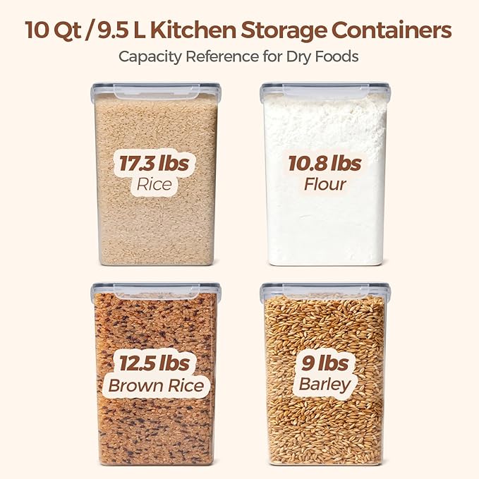 ComSaf Rice Container Set of 2, Large Airtight Food Storage Containers