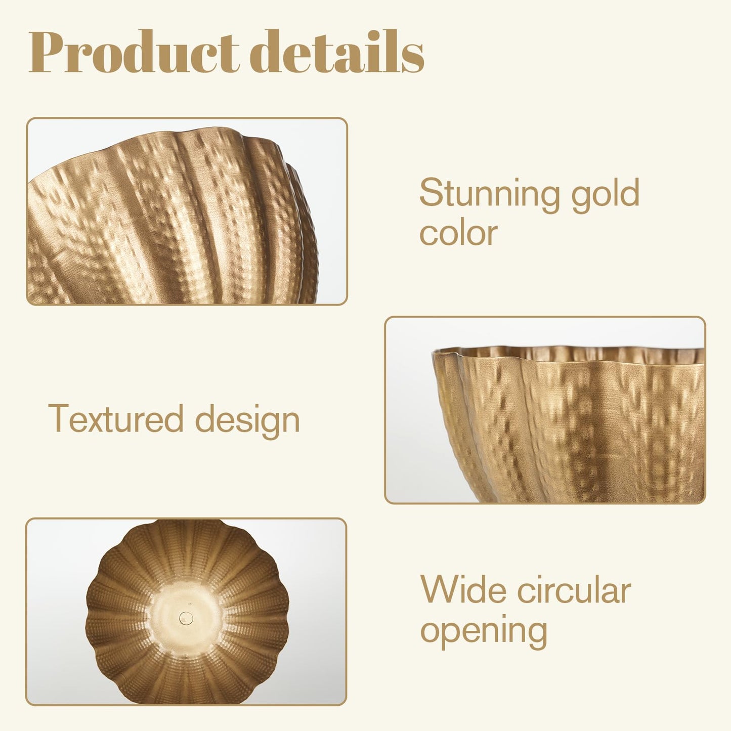 4 Pack Distressed Gold Compote Vases, 9"×6.5" Antique Pedestal Bowl with Waterproof Liner