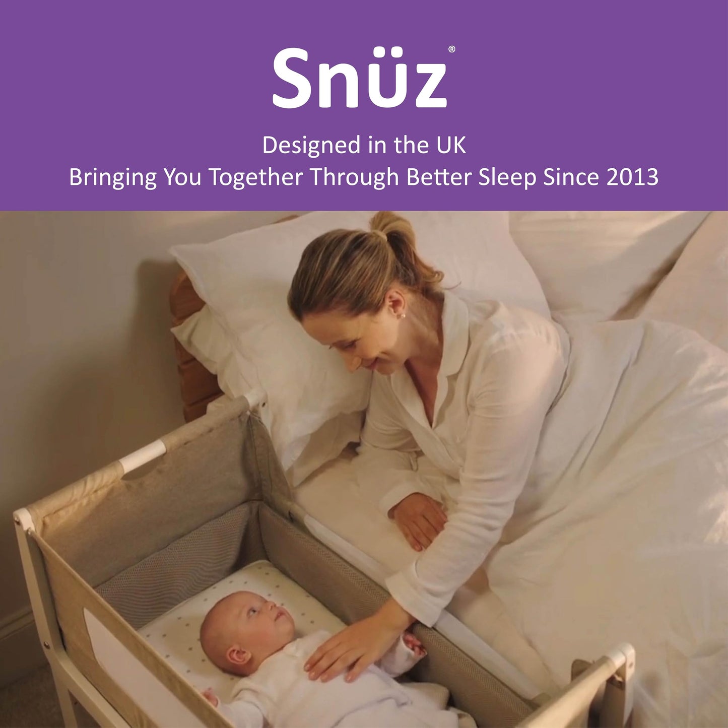 2 Pack Crib Fitted Sheets 44 x 80cm – White – Light, Breathable & Luxurious Jersey Cotton Made to Last & Designed to Fit SnüzPod Bedside Cribs