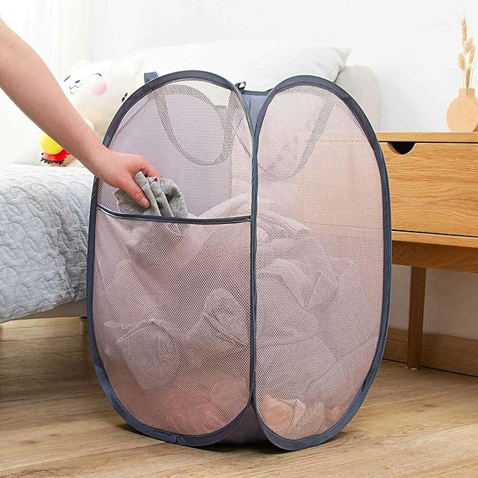 2 Pack Mesh Laundry Hampers, Pop Up Laundry Baskets, Collapsible Clothes