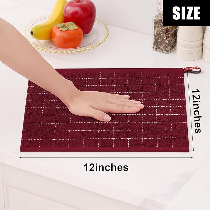 Homaxy 100% Cotton Terry Kitchen Dish Cloths, Ultra Soft and Absorbent Dish
