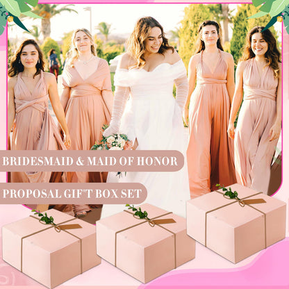 73pcs Bridesmaid Gifts Set Of 6 Pink，Maid of Honor Proposal Box Gift,Scented Candle Salt Ball Makeup Bag Rectangular Hair Clip Bridesmaids Scrunchies Knot Bracelet Bridal Shower Wedding Party