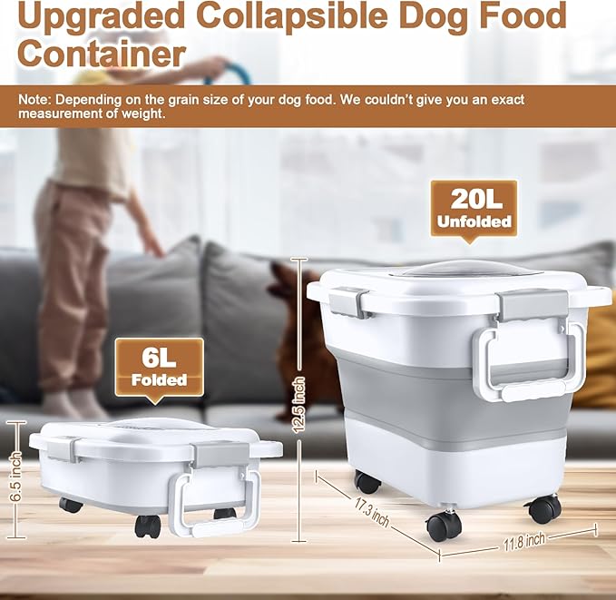 Dog Food Storage Container, 10-20 lbs Airtight Collapsible Cat Food Storage