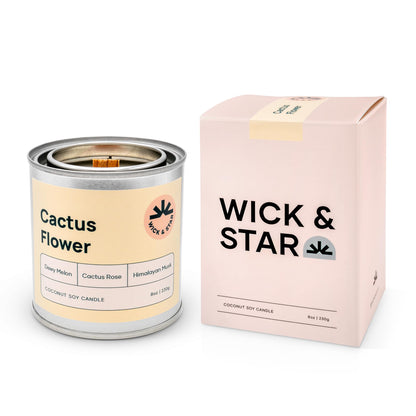 Wick & Star Vegan, Wood Wick, Natural Coconut Soy Wax Aromatherapy Candle, Clean Burning (Cactus Flower)