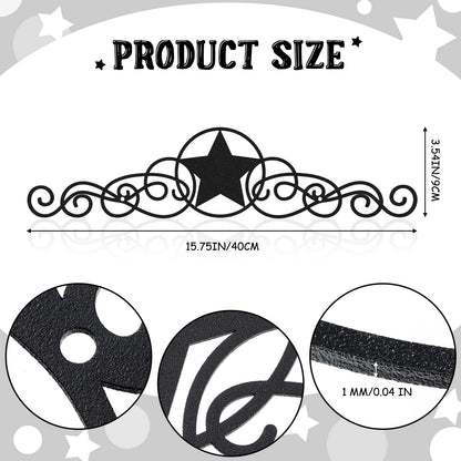 LEIFIDE Metal Star Wall Decor Black Scroll Star Rustic Country Decorations for Home Western Decorative Wall Art for Outdoor, 15.75 x 3.54 Inches