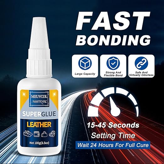 Meuvcol Leather Glue 100g, Fast-Setting Leather Repair Adhesive