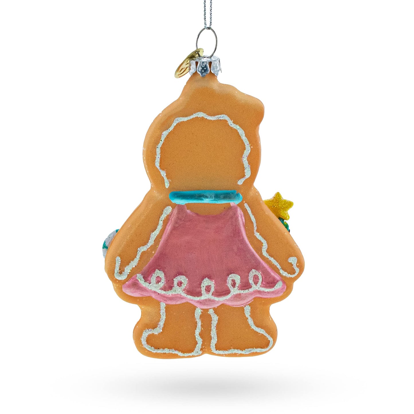 Sweet Gingerbread Girl in Festive Attire Glass Christmas Ornament