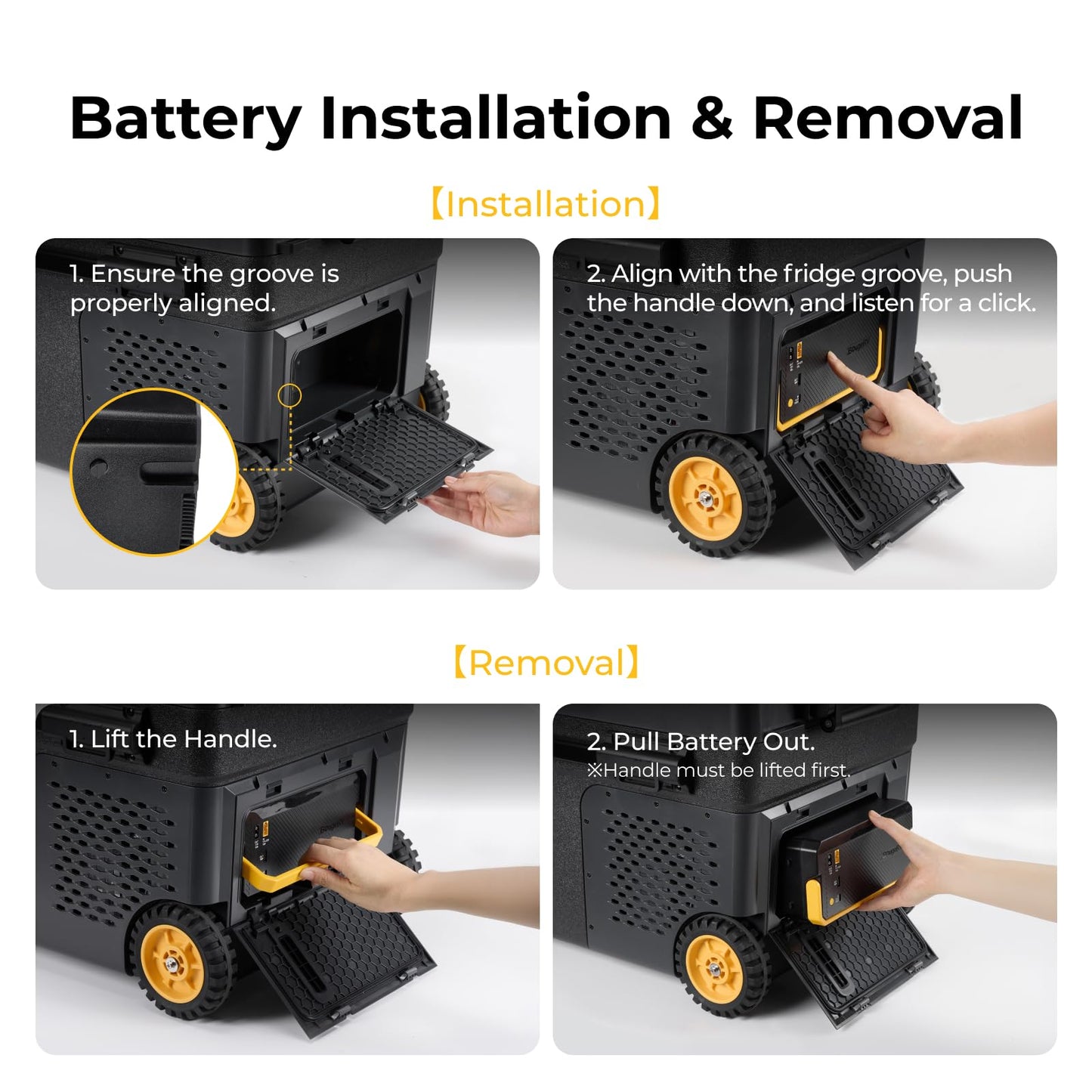 BougeRV 240Wh Detachable Battery, Car Refrigerator Battery for CRD2V2.0/RockyV3.0/CRH20/CRX3 12 Volt Refrigerator Power Station, Multiple Input/Output Ports for Overlanding, Camping, Truck, Outdoor