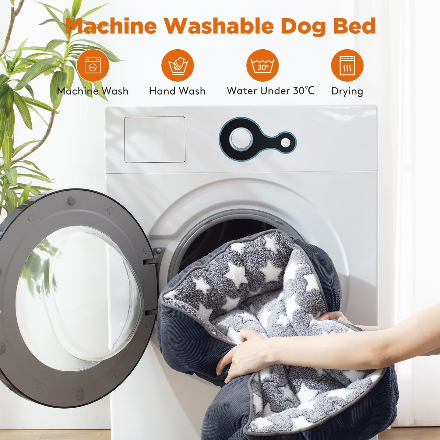 MIXJOY Medium Dog Bed Washable(64x53cm), Super Soft Cosy Dog Beds Grey Pet Bed, Premium Grey Rectangle Puppy Bed for Small Medium Large Dogs, Ideal for Labrador, Chihuahua, Springer Spaniel, etc