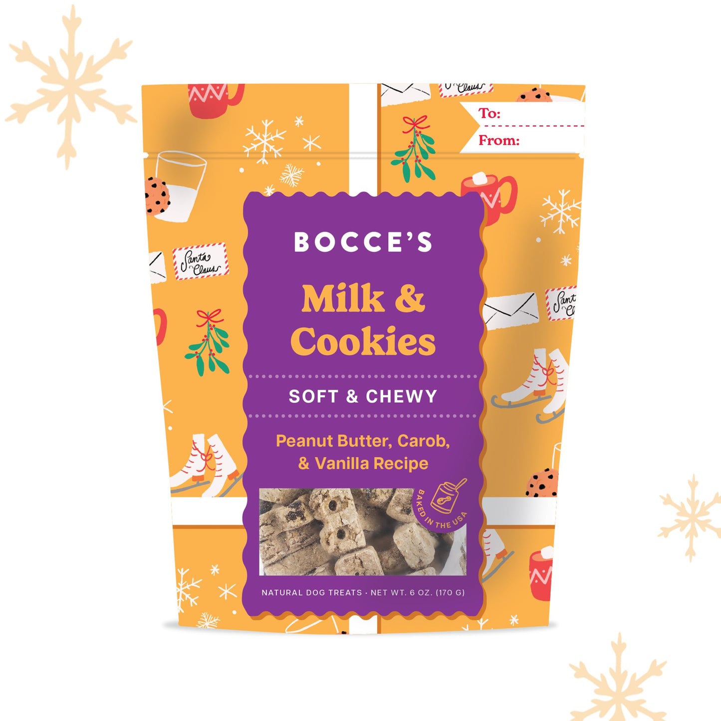 Bocce’s Bakery Holiday Soft & Chewy Bundle Dog Treats, All-Natural Wheat-Free Christmas Dog Treats, 6 oz (Pack of 3)