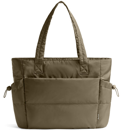 Tote Bag for Women Puffy Work Bags for Women with Zipper Lightweight Quilted Puffer Tote Bag for Travel, Teacher, Nurse (Deep Olive Green)