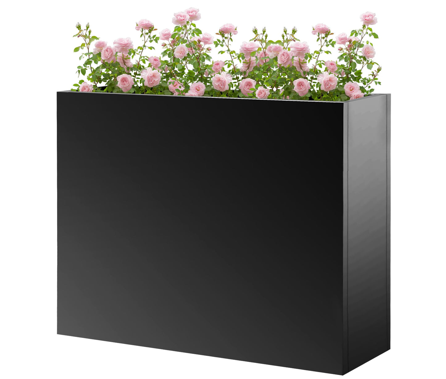 R.Wisem Outdoor planters for Porch Outdoor Tall Planter Box Black Metal Privacy Screen Planter Box Tall Rectangular Narrow Large Big Patio Porch Planter for Outdoor Plants