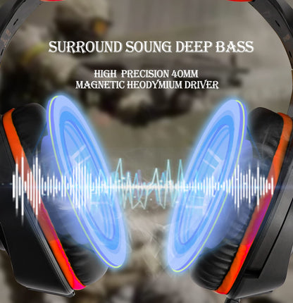 SVYHUOK Pro Gaming Headset for PC PS4 Xbox One Bass Surround Sound Over-Ear Headphones with Mic/LED Light/Soft Memory Earmuffs for Computer Laptop Switch Games Kids Boys Teens Gifts