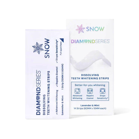 SNOW Diamond Dissolving Teeth Whitening Strips - Gentle & Enamel Safe White Strips for Teeth Whitening, at-Home Dental Hygiene & Tooth Care with Hydroxyapatite - 14 Ct