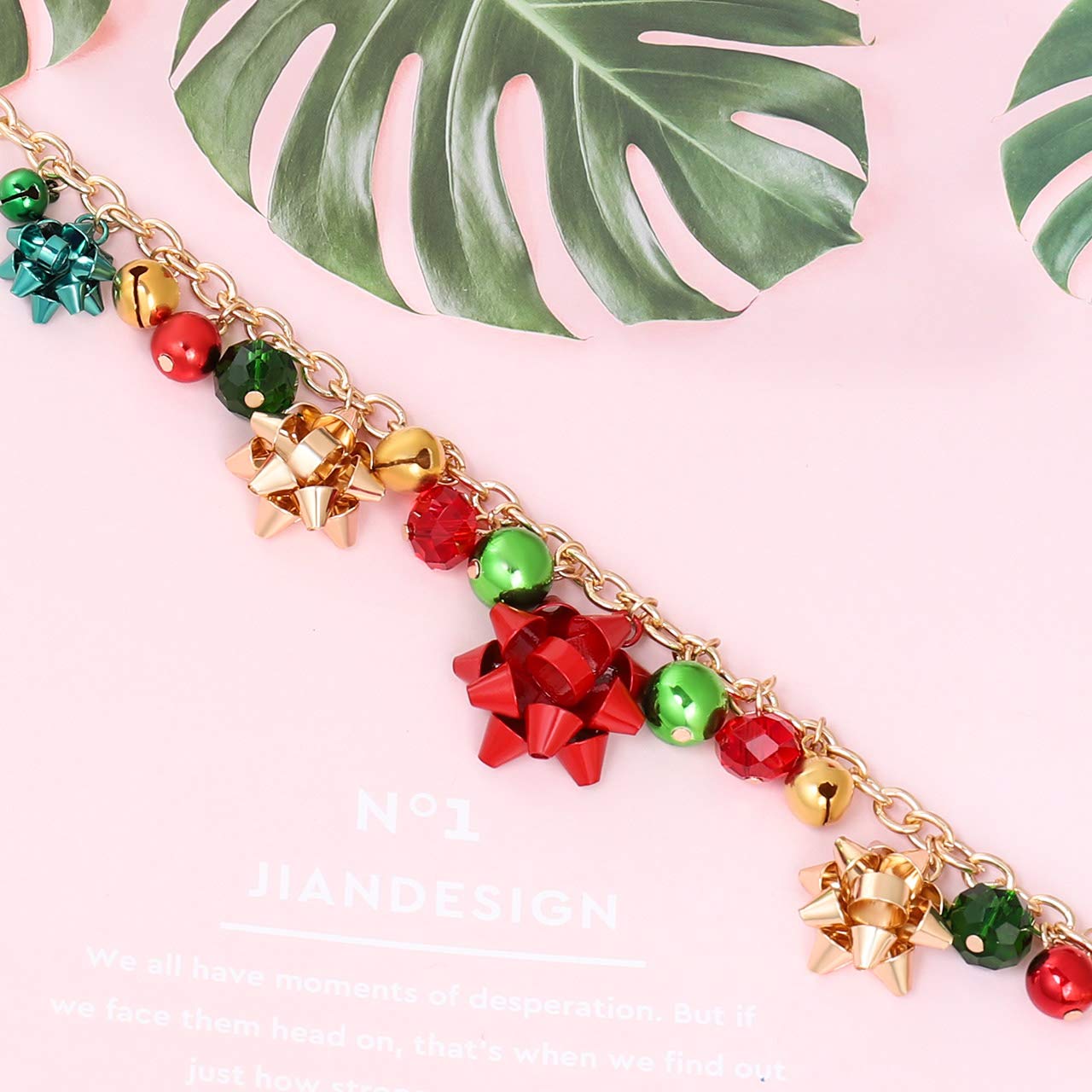 XOCARTIGE Christmas Necklace X-Mas Jingle Bell Necklaces Festive Bow Pendant Necklace Present for Women (A Gold)