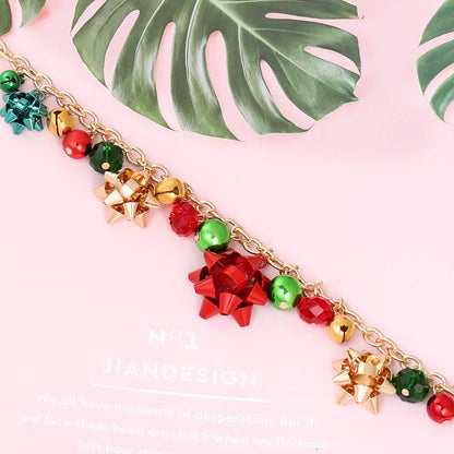 XOCARTIGE Christmas Necklace X-Mas Jingle Bell Necklaces Festive Bow Pendant Necklace Present for Women (A Gold)