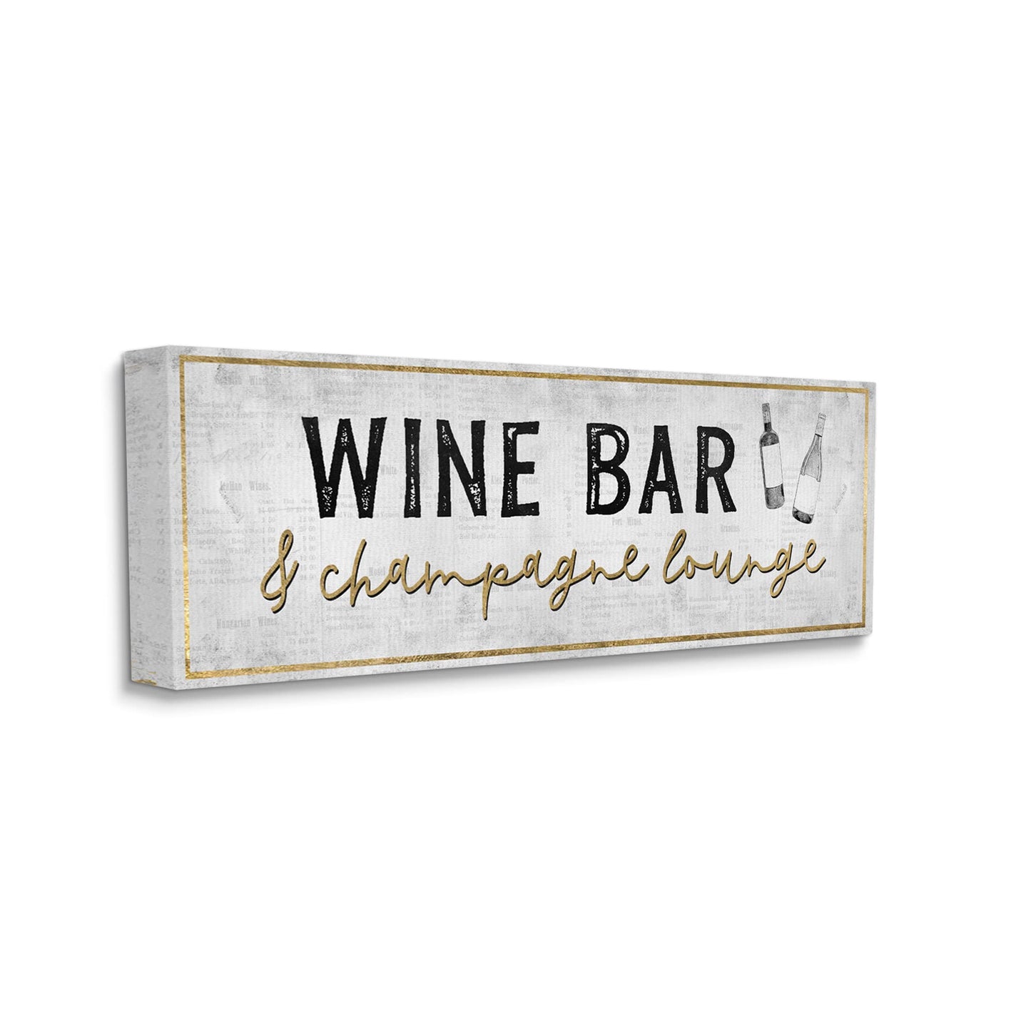 Stupell Industries Wine Bar Champagne Lounge Distressed Vintage Kitchen Sign, Design by Natalie Carpentieri, Beige, 24 x 10