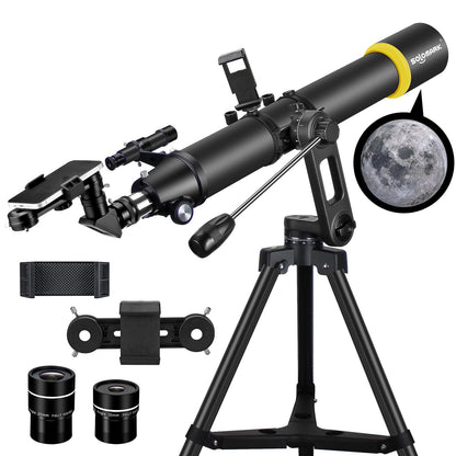 Telescope for Adults, Professional High Powered 90mm Aperture 800mm Refractor Telescopes for Astronomy Beginners with AZ Mount Tripod & Phone Adapter