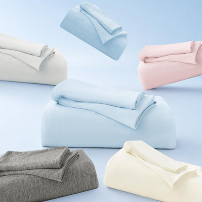 PHF Cooling Fitted Sheet Set Queen Size for Hot Sleepers, Q-Max > 0.4, Silky Soft & Breathable, Ideal for Night Sweats & Summer, 1 Fitted Sheet & 2 Pillowcases, Fits Up to 16", Ice Blue