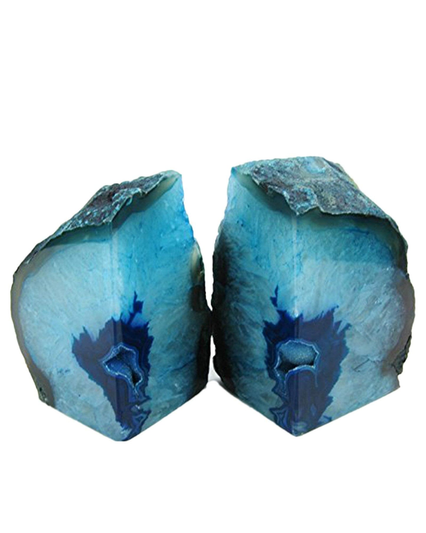 AMOYSTONE Teal Agate Bookends 3-4 lbs & Rose Quartz Bookends 3-4 lbs for Home Decor