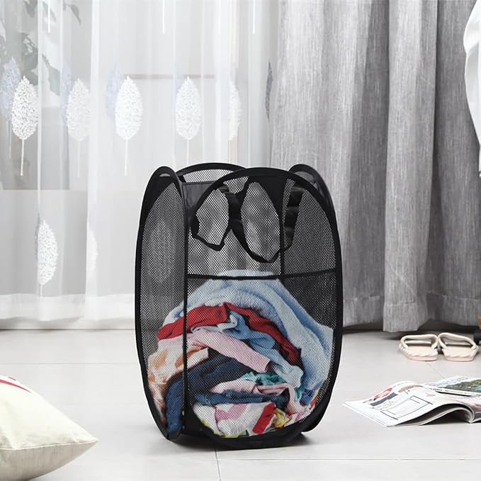 2 Pack Pop Up Laundry Hampers, Collapsible Mesh Laundry Basket, Foldable