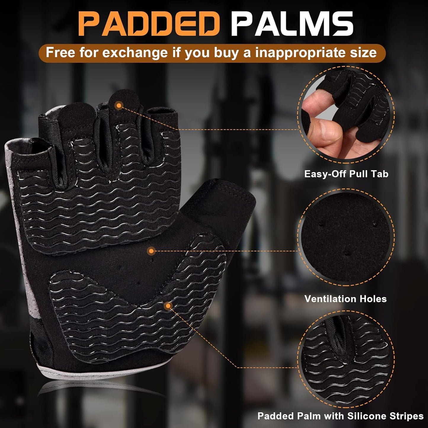 Sunnex Gym Gloves - Fingerless, Breathable Workout Gloves for Weightlifting, Cycling & More