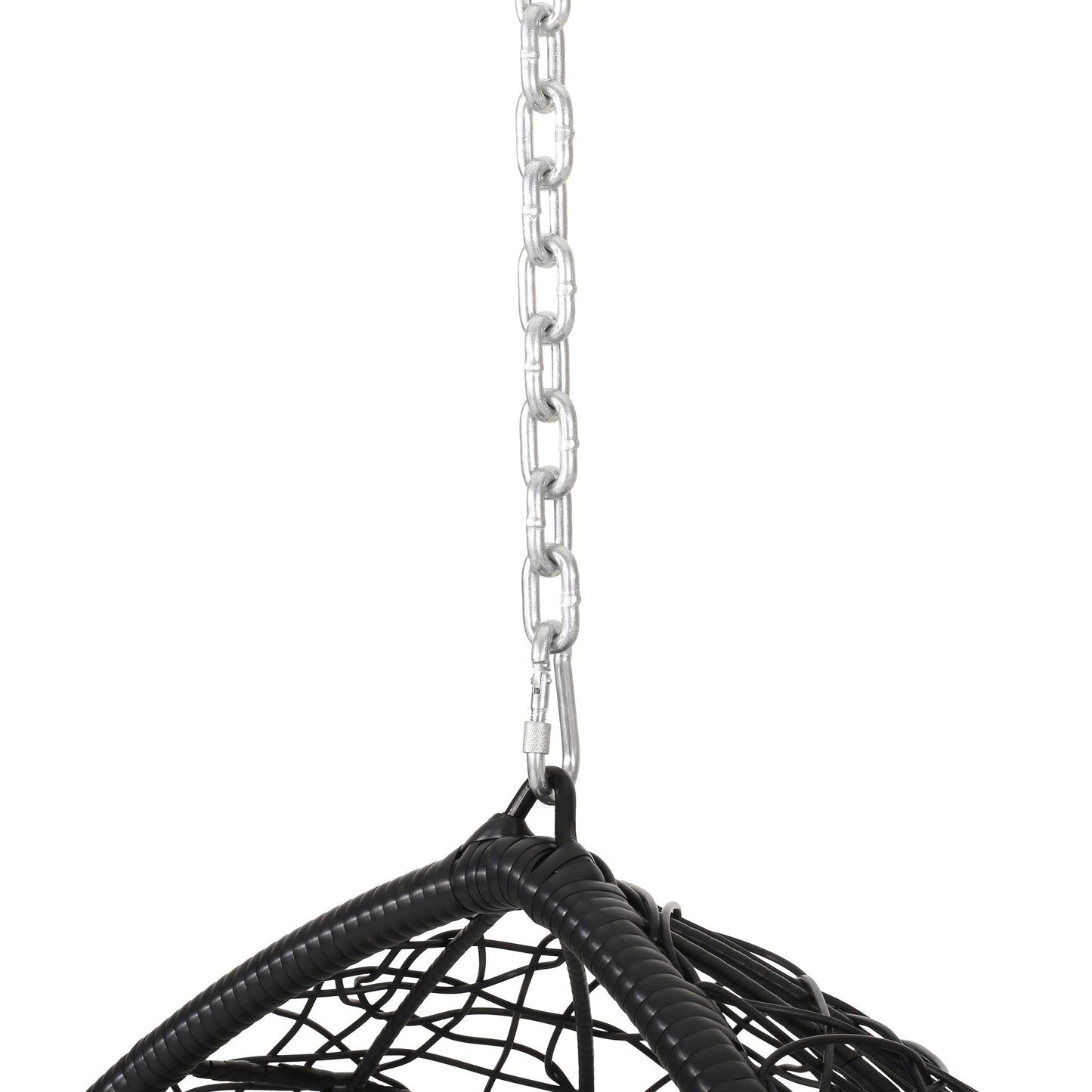 Merax Modern PE Wicker Egg Hanging Chair with Cushion, Outdoor Swing Rattan Chair for Balcony Bedroom, Backyard Gray+Black