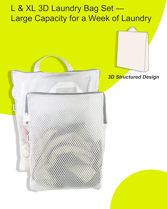 2-Pack Hanging Laundry Bag for Washing Machine, Large & XL Mesh Laundry Bags
