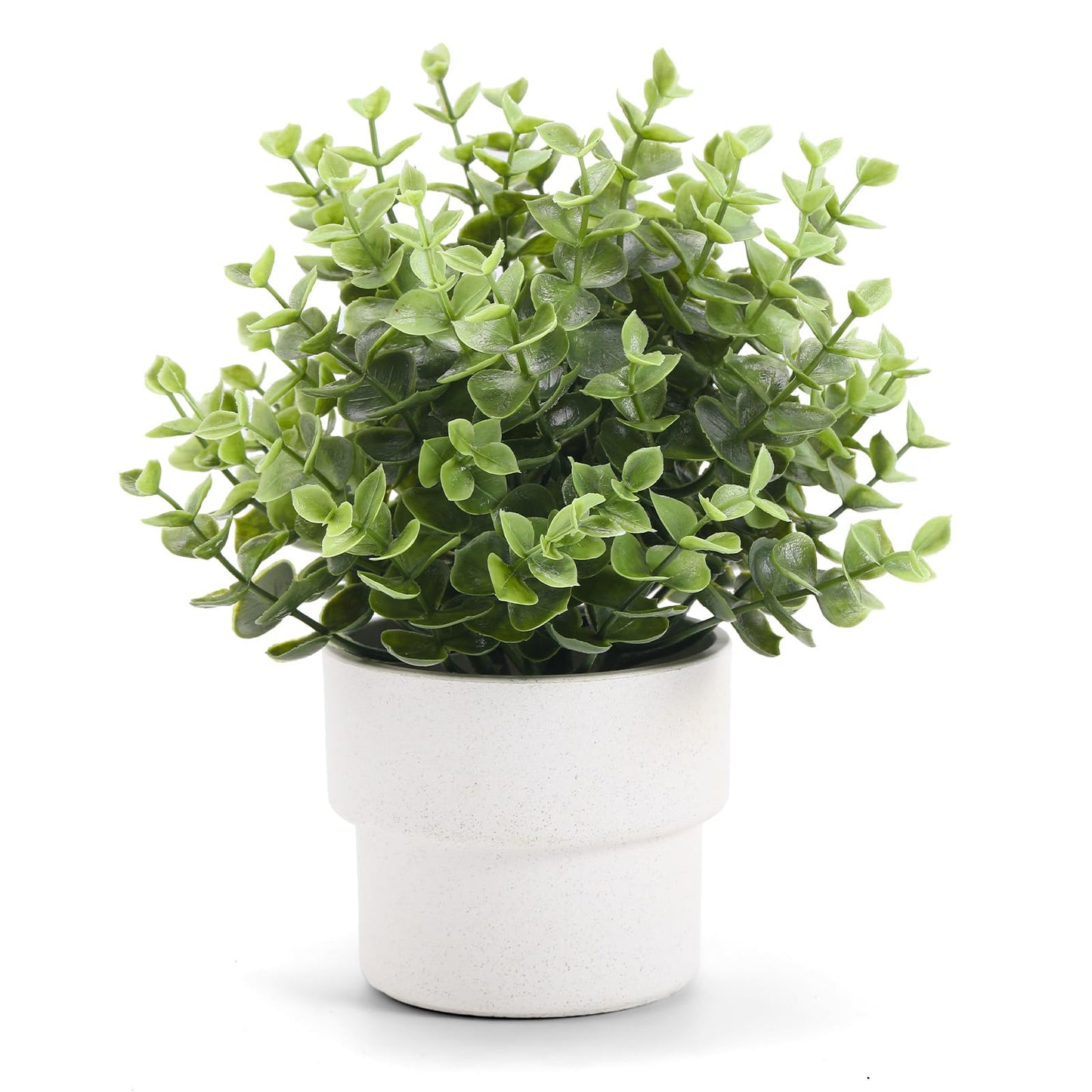 Coferset Small Fake Plants 7.45” Eucalyptus Potted Artificial Eucalyptus Plant for Bedroom Kitchen House Living Room Shelves Farmhouse Table Office Desk Bathroom Home Indoor Decor (Green)