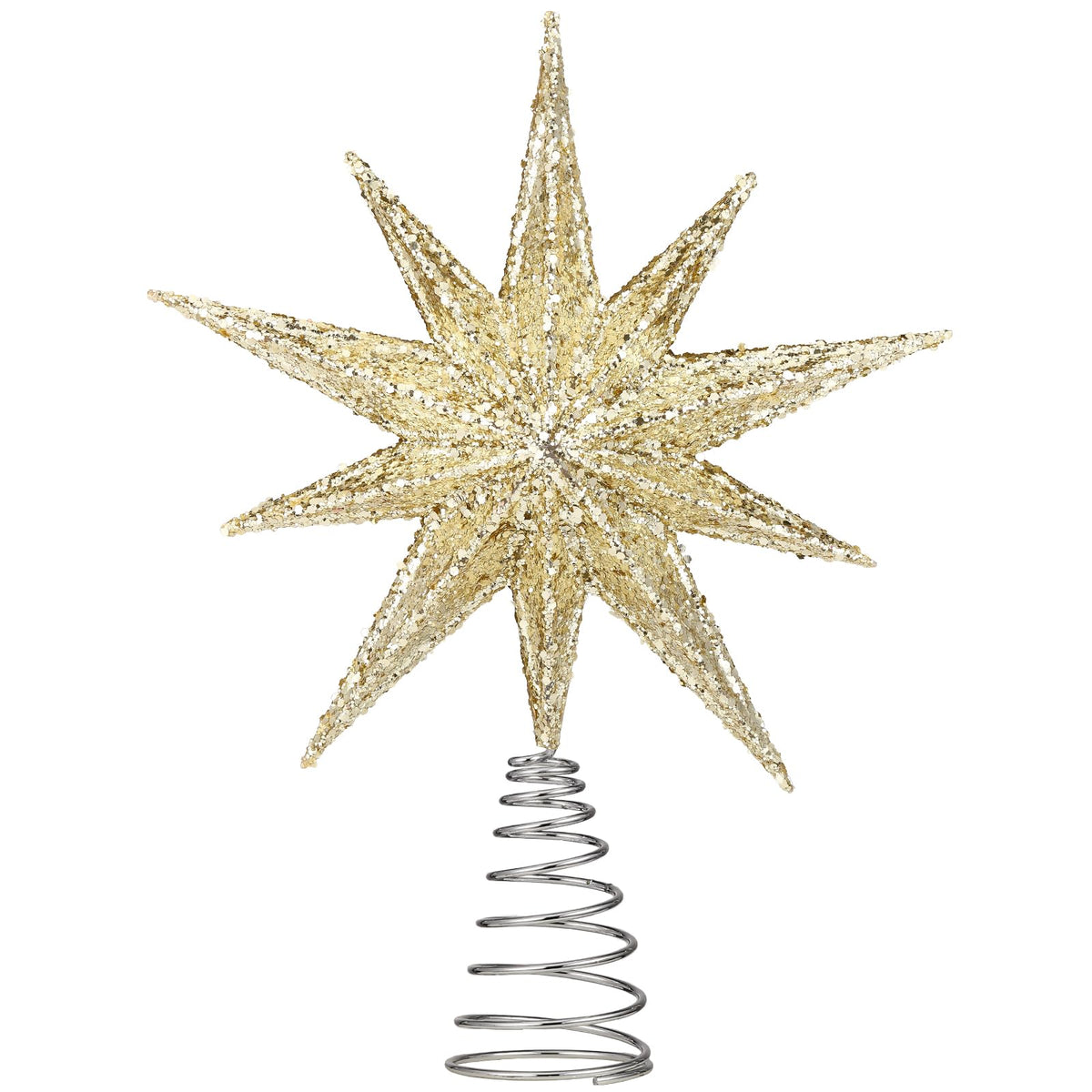 Lewondr Christmas Tree Topper Star, 13inch Xmas Tree Topper with LED Light Beads, Remote & USB Operated 10-Point Star Treetop for Home Christmas Decoration, 6H Timer & 8 Lighting Modes, Gold