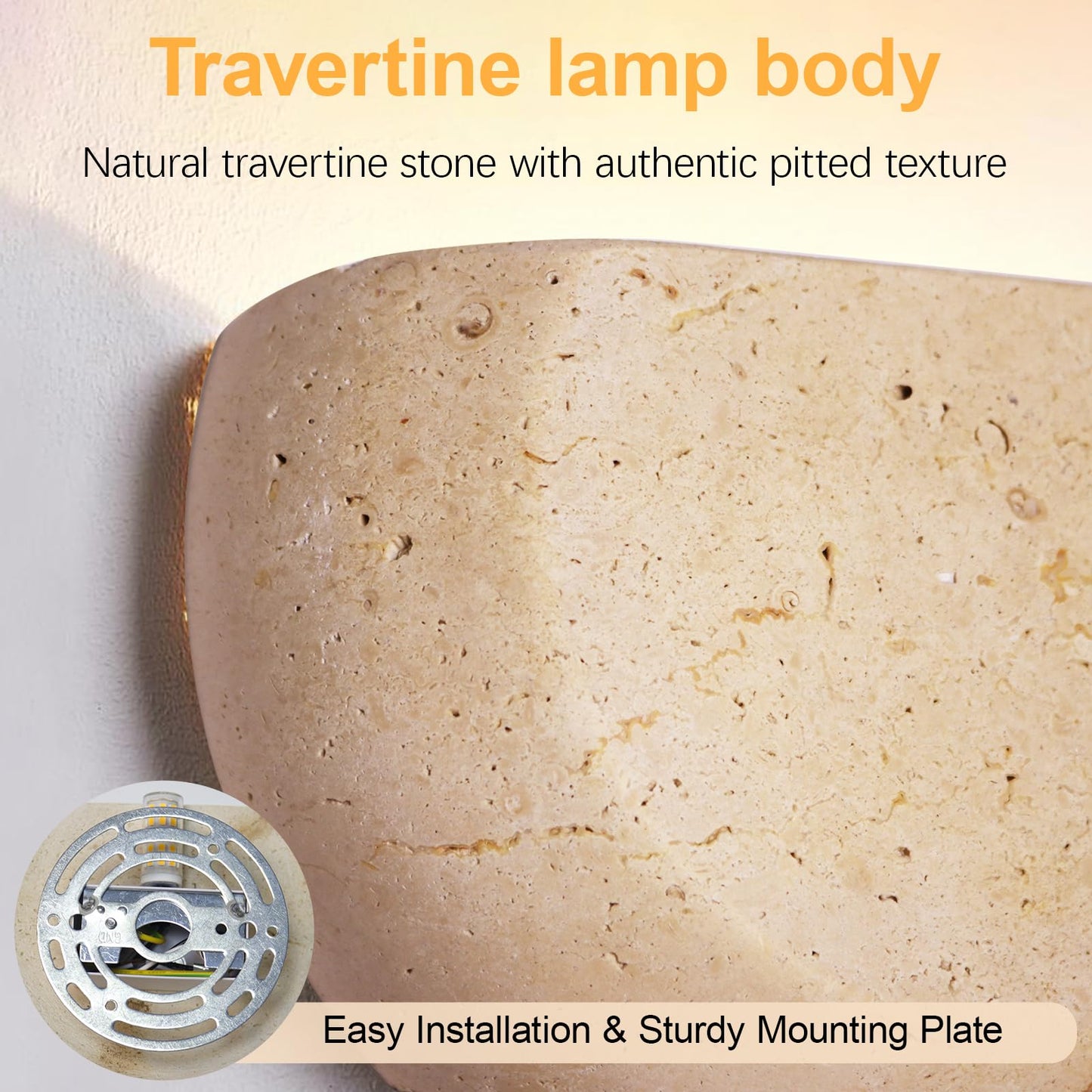XYHAZCSM Modern Marble Yellow Travertine Wall Sconce LED G4 3000K Wall Lamp Semi Circle Natural Stone Shade Wall Light Japanese Style Wabi-Sabi Art Lighting Fixture For Farmhouse, Foyer, Entryway, Sta