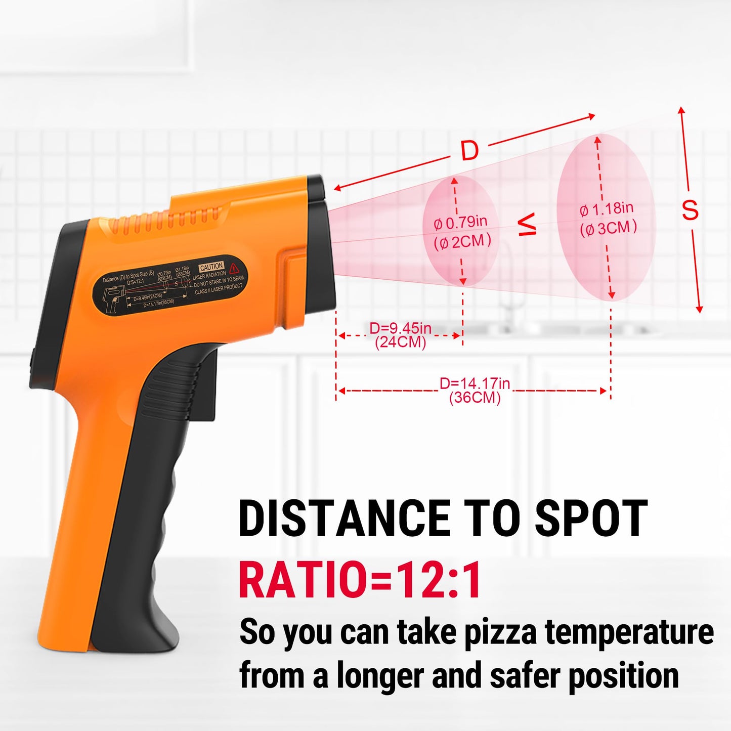 ThermoPro Temperature Gun, Infrared Thermometer Gun with Laser Pointer, Meat Thermometer Digital with Super Long Probe, Food Thermometer for Cooking, Laser Thermometer Gun -58℉-1022℉ Not for Human