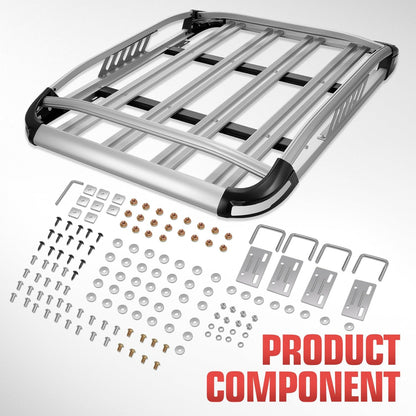 DNA MOTORING Roof Cargo Rack Basket L 50" x W 38" x H 5.5" Extendable Universal 150lb Heavy Duty Rooftop Luggage Carrier for Truck Cars SUV, Silver, RRC-31-AL
