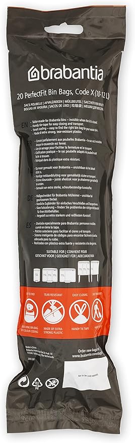 Brabantia PerfectFit Trash Bags Thick Plastic Trash Can Liners