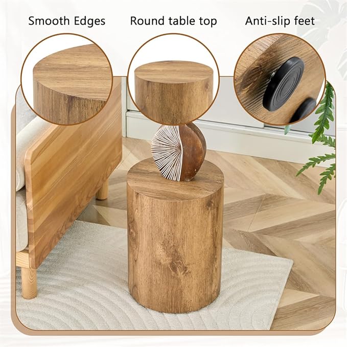Round Side Table, End Table Living Room Table, Sofa Couch Bedside Table
