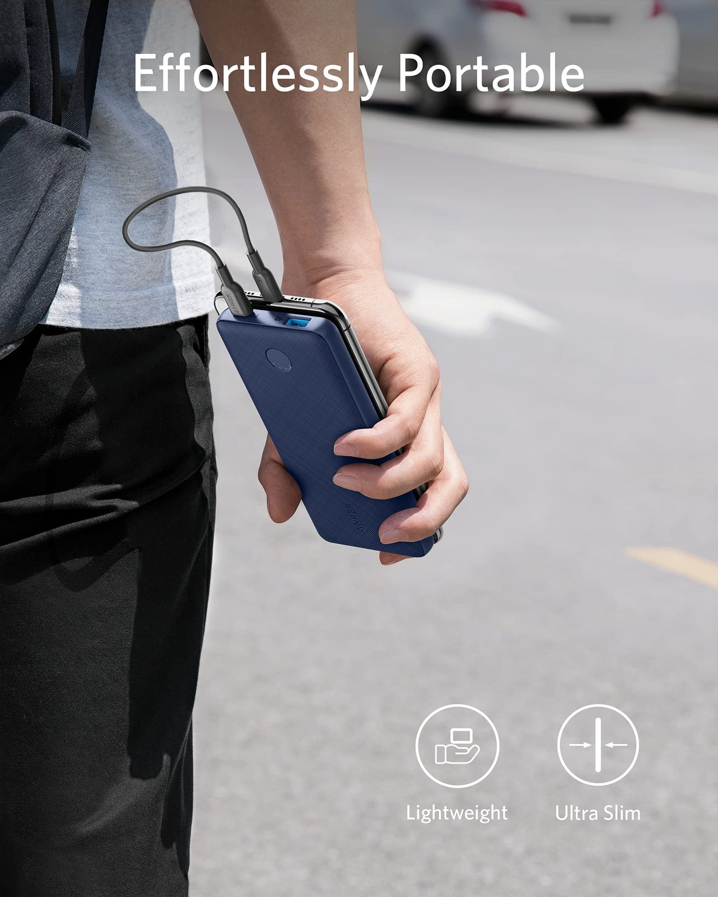 Anker Portable Charger, USB-C Portable Charger 10K with 20W Power Delivery, Power Bank (PowerCore Slim 10K PD) for iPhone 14/13/12 Series, S10, Pixel 4, and More
