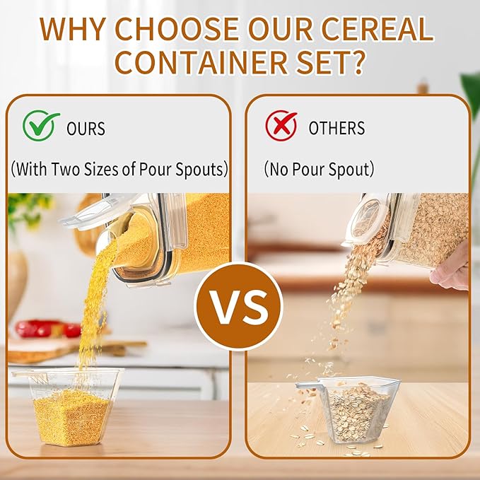 Cereal Containers Storage Set, Cereal Dispensers